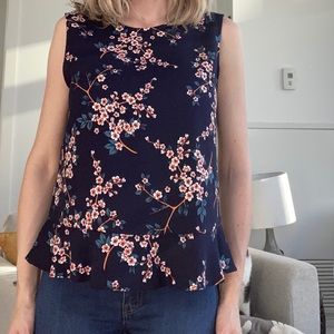 3/$30 Navy floral Banana Republic, loose peplum